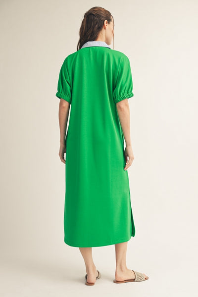 Side Slit Hem Solid Knit Midi Dress