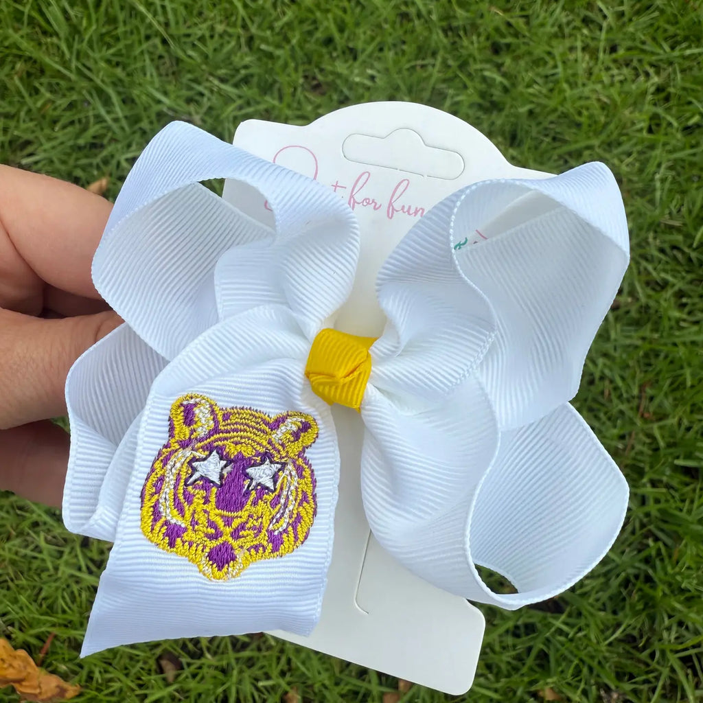 Tiger Star Embroidered Bow
