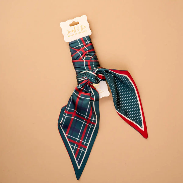 Twirl & Tie Scarf Accessory-Evergreen Plaid