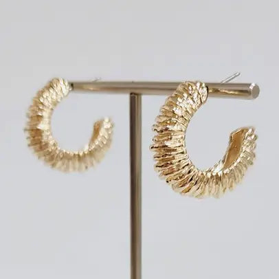 Gold Textured 1" Hoop Earring