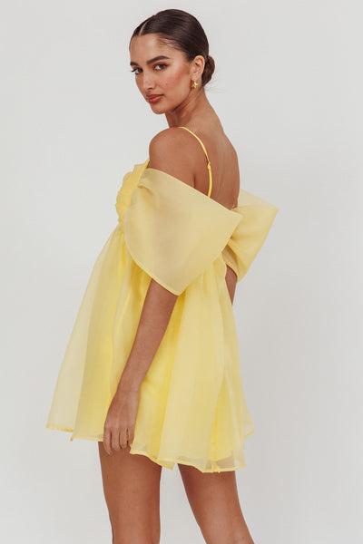 Off Shoulder Babydoll Organza Mini Dress