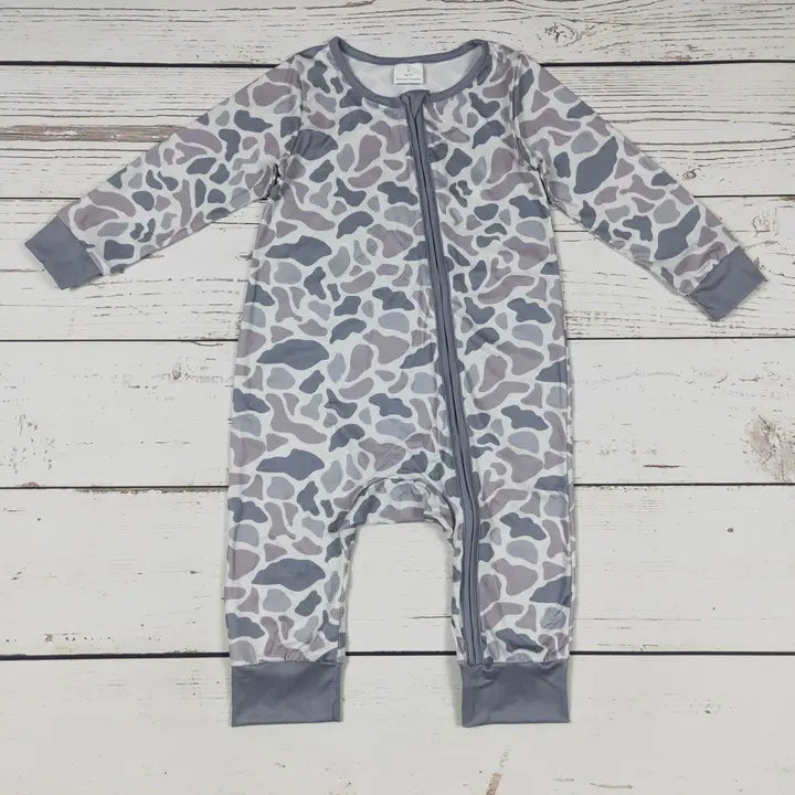 Baby Kids Camouflage Print Zip Romper