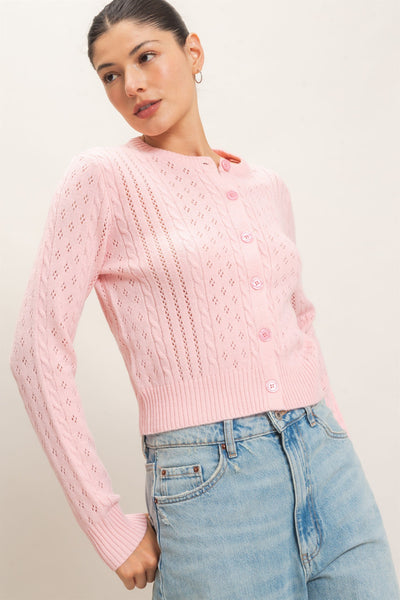 Cable Knit Long Sleeve Cardigan