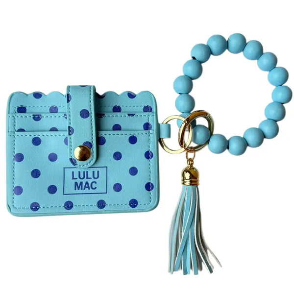 Lulu Mac Polka Dot Beaded Wristlet ID Wallet
