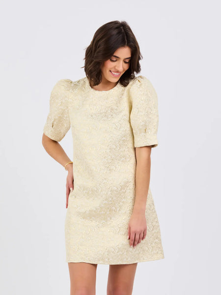 Thea Brocade Puff Sleeve Dress