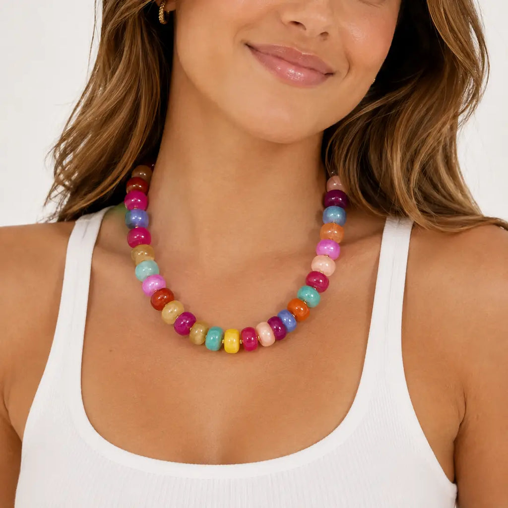 Luxe Marbled Beaded Candy Necklace