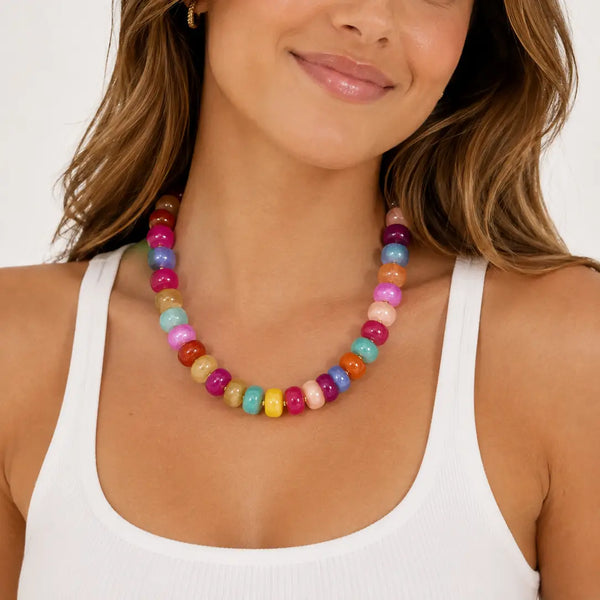 Luxe Marbled Beaded Candy Necklace