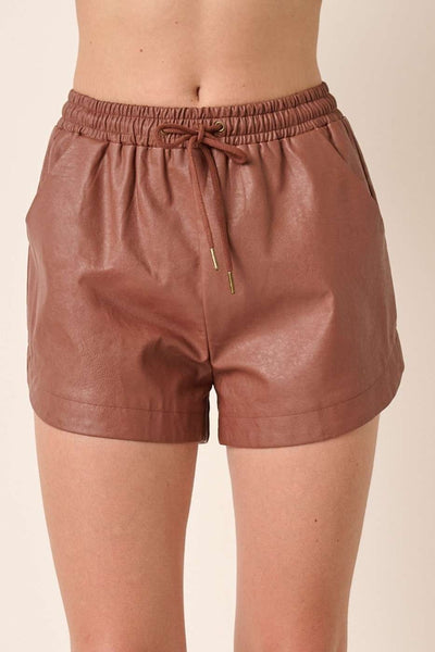Faux Leather Front Tie Short
