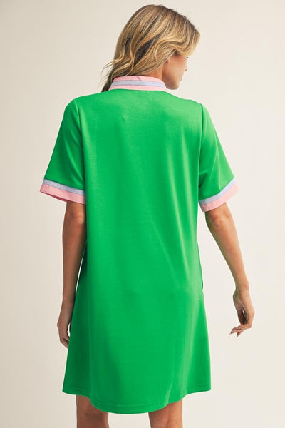 Front Zip Up Solid Casual Dress