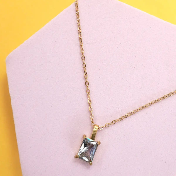 18K Stainless Steel Tarnish Free Glass Necklace