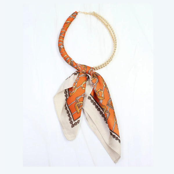 Laya Beaded Scarf Collar Necklace Orange