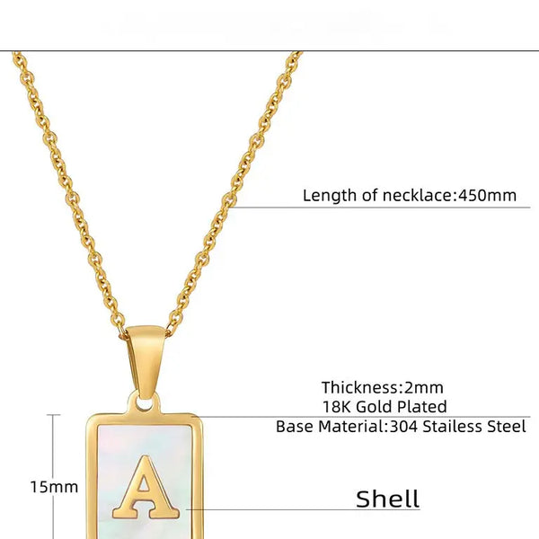 Square Initial 18K Gold-Plated Stainless Steel Necklace