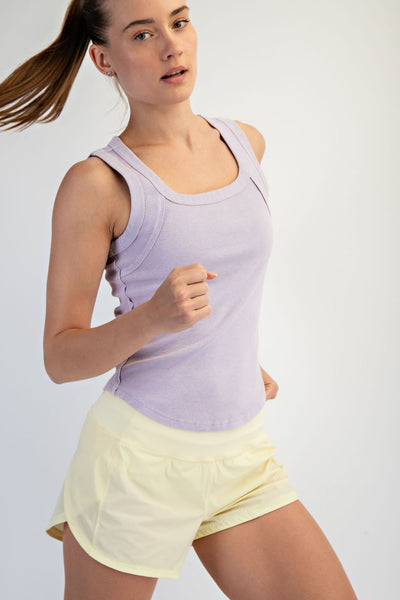 Mineral Washed Rib Sleeveless Tank Top