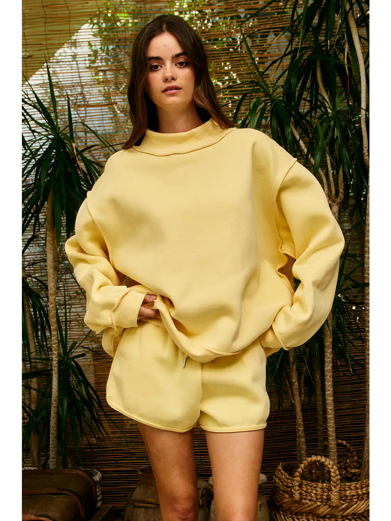 Solid Reversible Mock Neck Sweatshirt