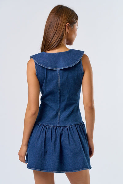 Denim Bib Detail Mini Dress