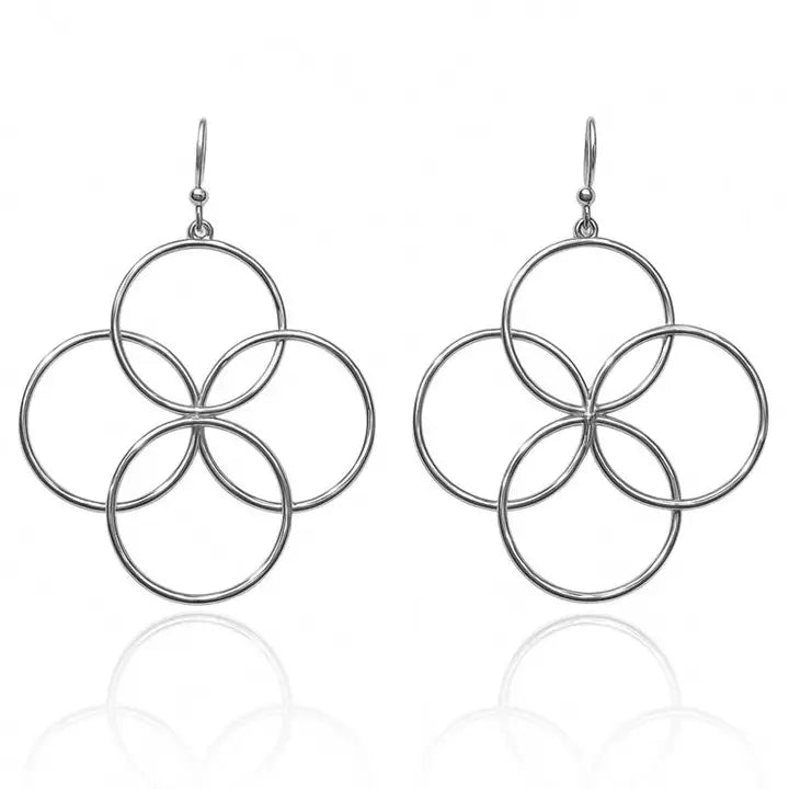 Silver Circles Geometric 1" Earring