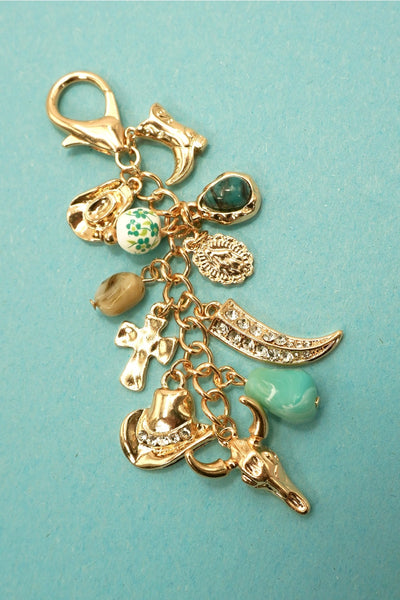 Western Cross Cowboy Hat & Boot Porcelain Charm