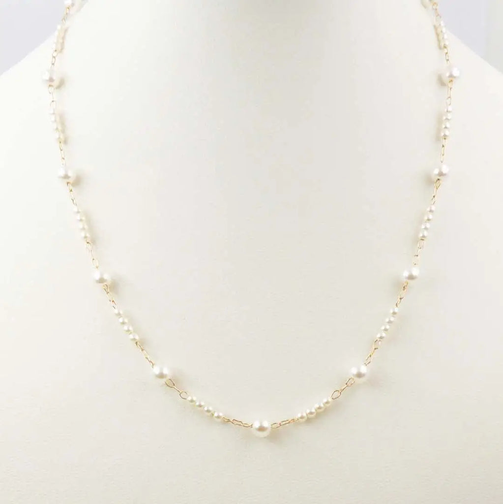 Gold Thin Chain and Pearl 16"-18" Necklace