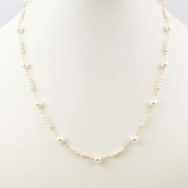 Gold Thin Chain and Pearl 16"-18" Necklace