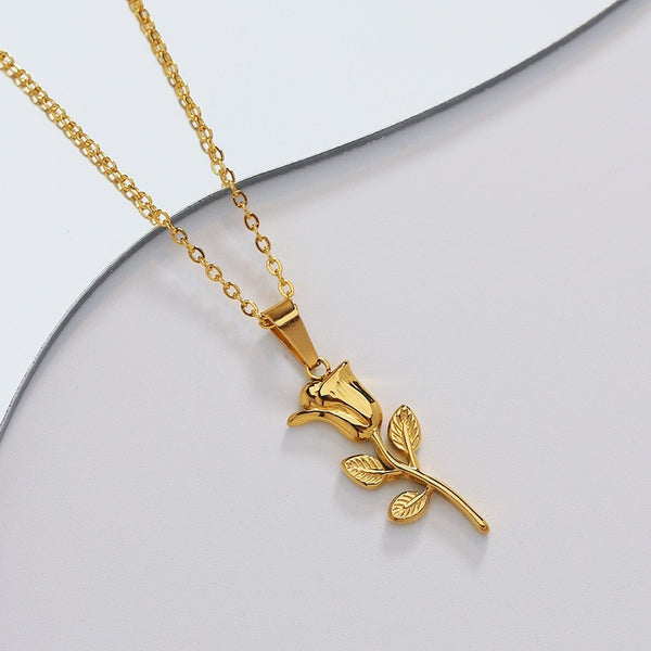 18K Stainless Steel Rose Necklace