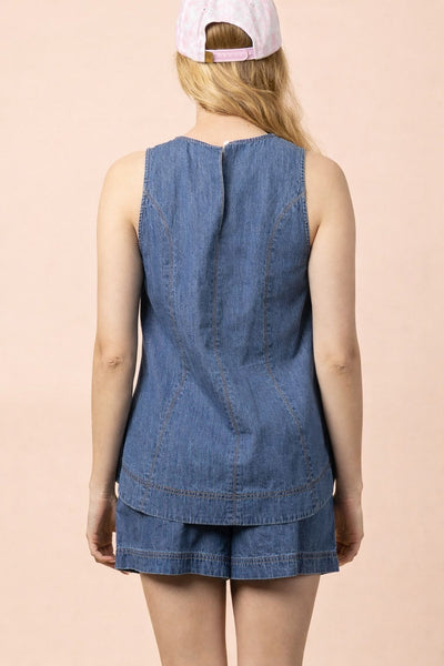 Washed Denim Swing Top & Shorts Set