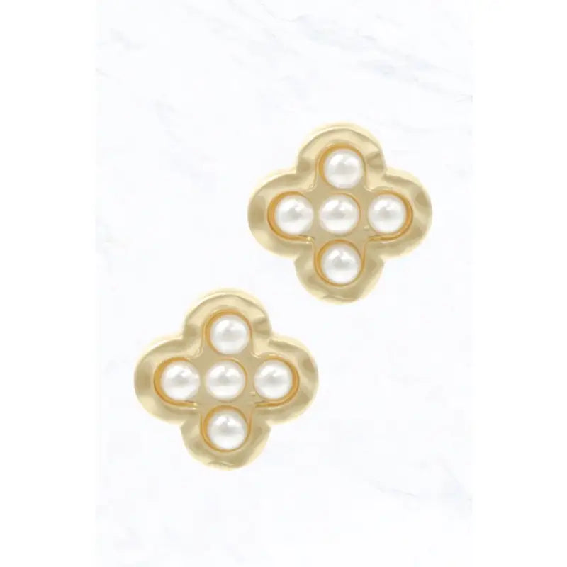 Pearl Clover Stud Earrings