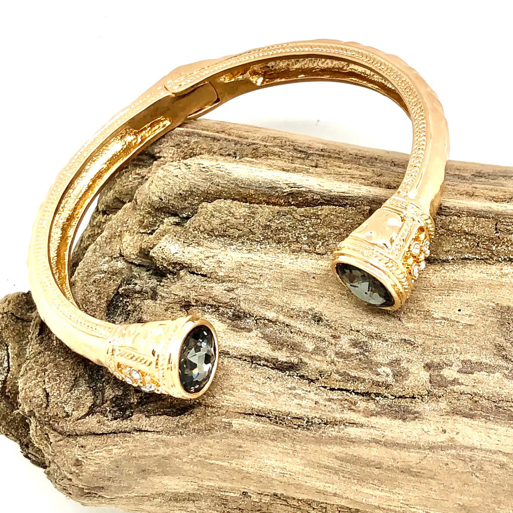 Bracelet Cuff Alloy Plate w/ Beveled Midnight Sky Glass