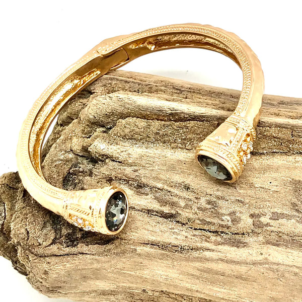 Bracelet Cuff Alloy Plate w/ Beveled Midnight Sky Glass