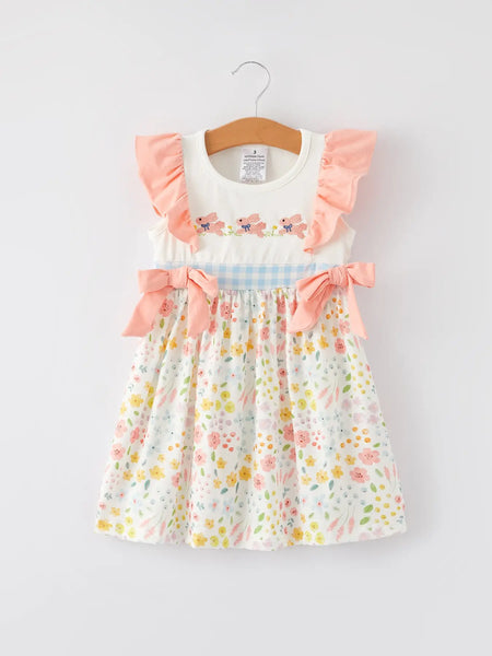 Easter Bunny Embroidery Girls Dress