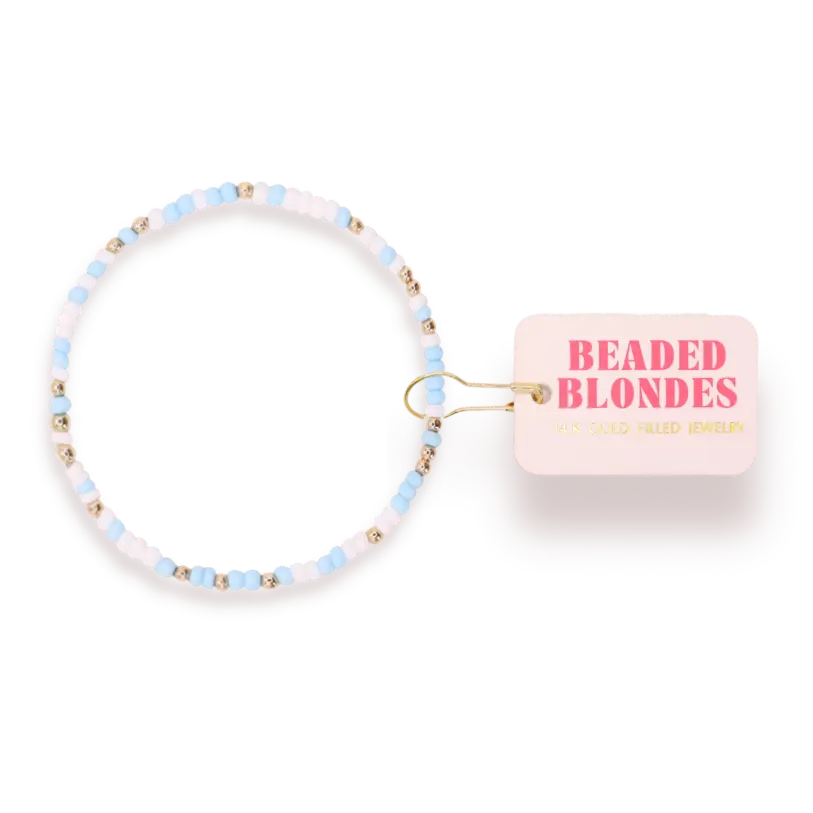 Powder Blue & Luster White Sprinkle Bracelet-6.25in.