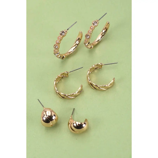Accented Hoop Trio Earring Sets