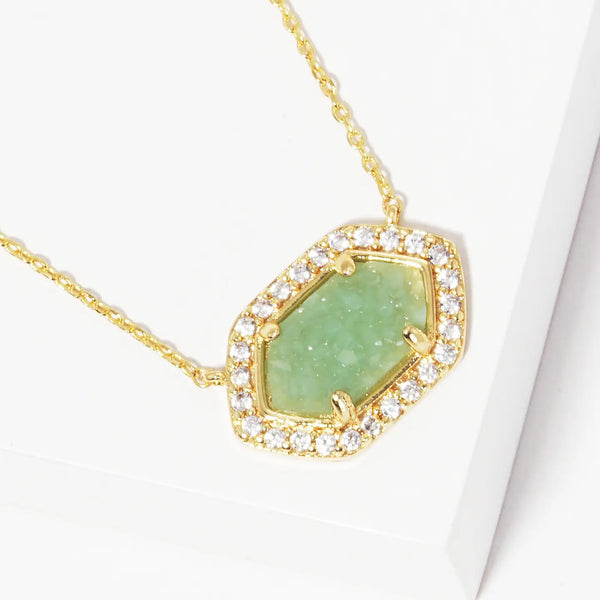 Cubic Zirconia Gold Dipped Stone Necklace