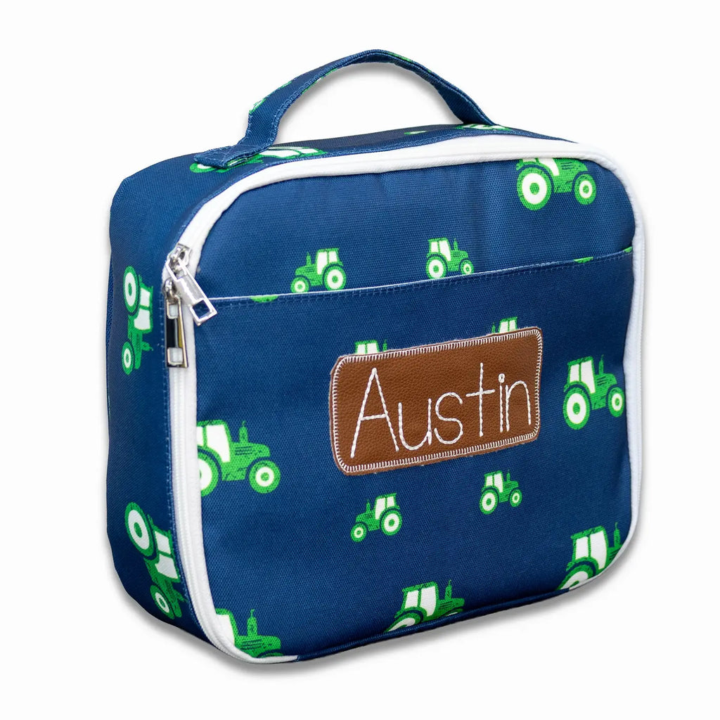 Kids Tractors On Navy Insulated Lunch Bag