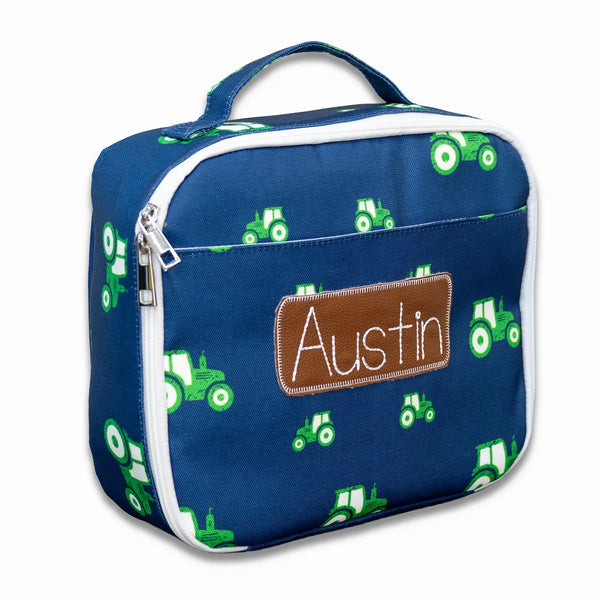 Kids Tractors On Navy Insulated Lunch Bag