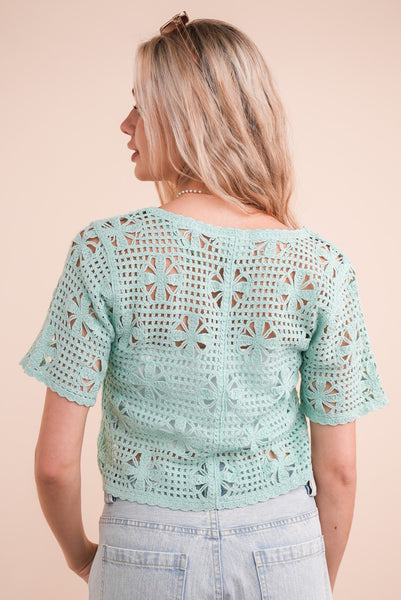 Front Tie Crochet Casual Crop Top