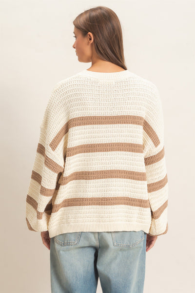 Textured Striped Oversized Sweater