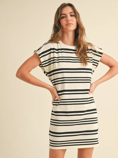 Striped Knitted T Shirt Dress