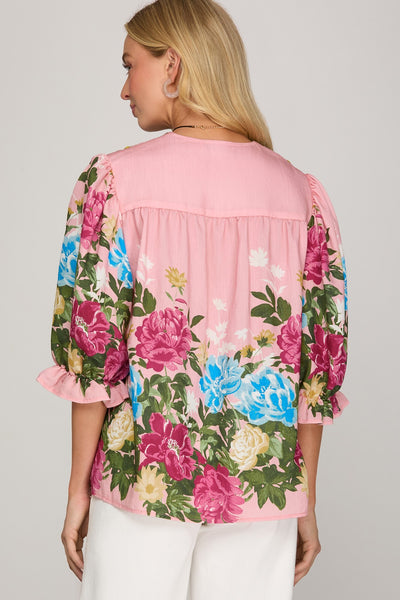 Multicolor Printed V-Neck Top