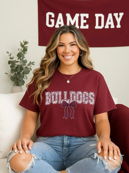 Bulldogs Toile Flowers Game Day Tee