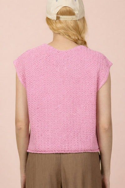 Button Down Knit Sweater Vest Top