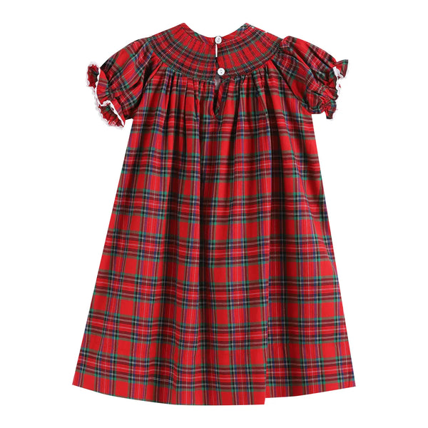 Christmas Plaid Smocked Bishop Dress