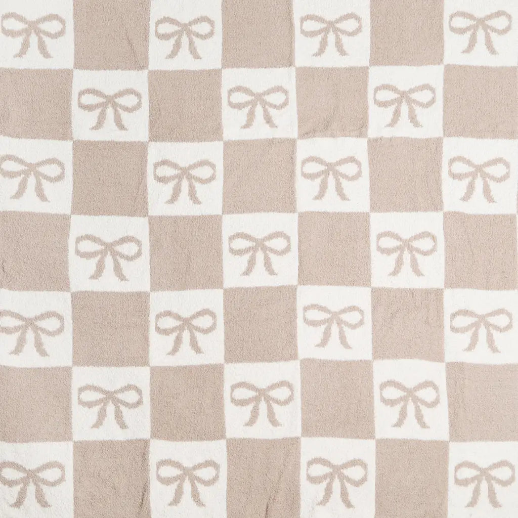 Ribbon and Checkered Cozy Soft Throw Blanket