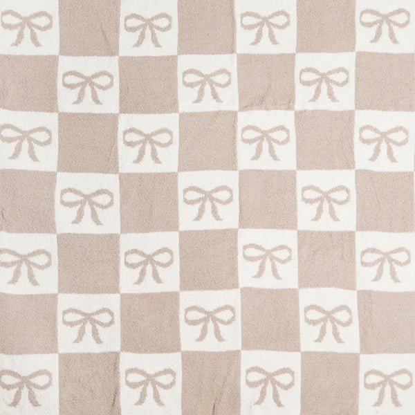 Ribbon and Checkered Cozy Soft Throw Blanket