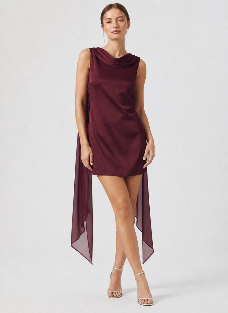 Draped Cowl Neckline Mini Dress