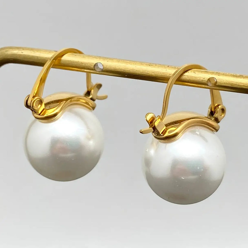 Pearl Charm 18K Gold Plated Hoop