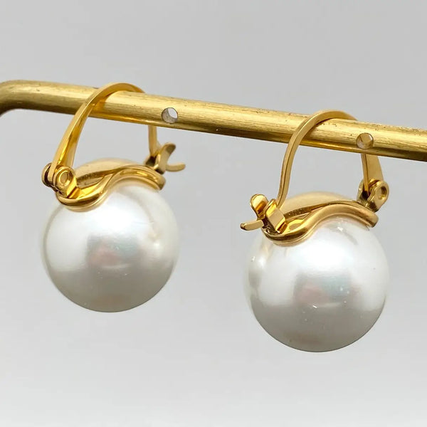 Pearl Charm 18K Gold Plated Hoop