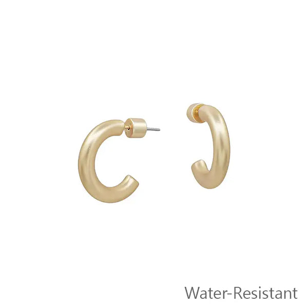 Water Resistant .75" Simple Matte Hoop Earring