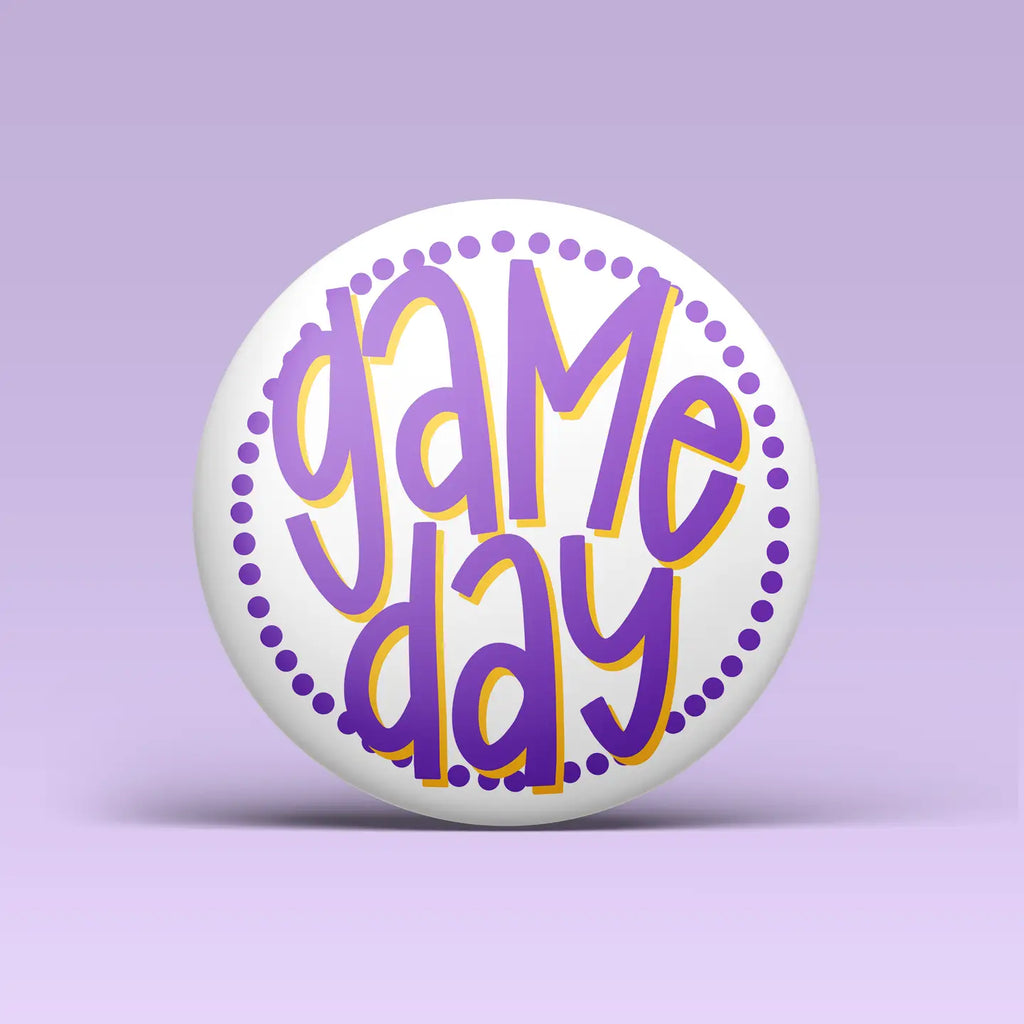 Purple & Gold Game Day Polka Dots Pin