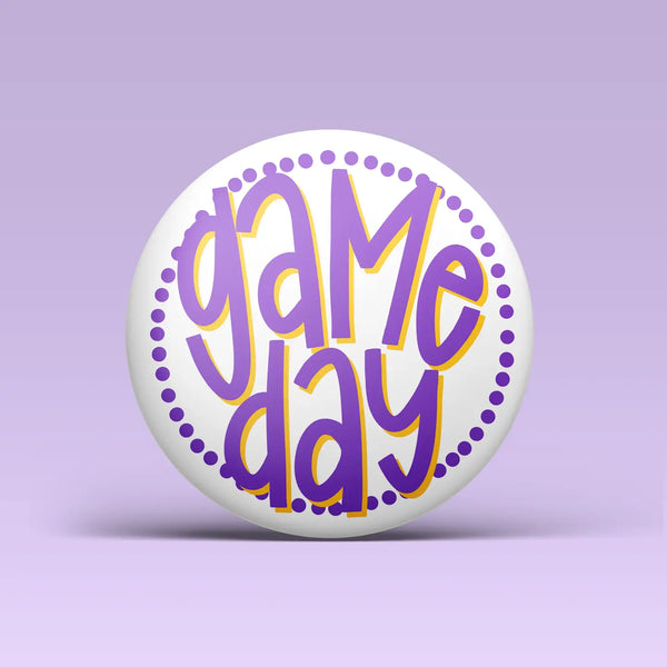 Purple & Gold Game Day Polka Dots Pin