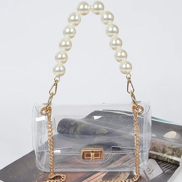 Transparent Cross Body Bag w/ Clear Chain